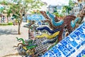 Colorful mosaic of porcelain in ancient church in Vietnam