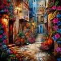 Colorful Mosaic of Secret Alleyway in Jerusalem