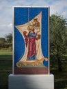 Colorful Mosaic of St. Paul and Jesus at the Baptistery of St. Lydia in Greece