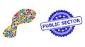 Grunge Public Sector Seal and Multicolored Mosaic Spot