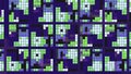 Colorful mosaic squares move in pattern. Motion. Stylish pixel pattern of changing squares. Square pattern with colorful