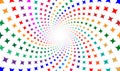 Colorful mosaic stars moving on a white background. Magical spiral geometric backdrop