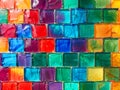 A colorful mosaic tile wall with many different colors. Pride color Royalty Free Stock Photo