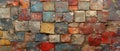 Colorful Mosaic Tile Wall. Texture Background with Vintage, Rustic Charm Royalty Free Stock Photo