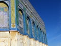 Colorful mosaic tiles. Arabic patterns on the Dome of the Rock, Temple mount, Jerusalem, Israel Royalty Free Stock Photo