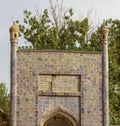 Colorful mosaic tiles on entrance to Tomb of the Fragrant Concubine, Kashgar, China
