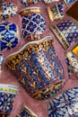 Colorful mosaic tiles and pottery items at Wat Pha Sorn KaewWat Phra Thart Pha Kaewin Khao Kho,Phetchabun,north-central Thailand Royalty Free Stock Photo