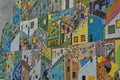 A colorful mosaic wall in the favela Santa Marta in Rio de Janeiro, expressing the local people`s hopes