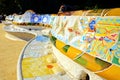 Colorful mosaic walls of Parc Guell, Barcelona, Spain Royalty Free Stock Photo