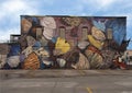 Colorful moth mural on the side of a building in Deep Ellum in Dallas, Texas