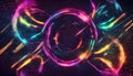 Colorful motion elements with neon led illumination. Abstract futuristic background