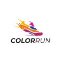 Colorful motion shoes logo for run competition