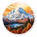 Colorful Mount Rainer Sticker - Detailed, Realistic Die Cut Design