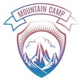 Colorful mountain camp label design