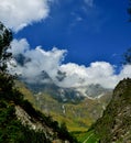 Colorful mountain with clouds