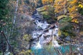 Colorful mountain landscapes, fall colors, mountains, sky and water Royalty Free Stock Photo