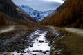 Colorful mountain landscapes, fall colors, mountains, sky and water Royalty Free Stock Photo