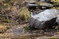 Colorful mountain landscapes, fall colors, mountains, sky and water Royalty Free Stock Photo