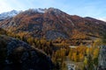 Colorful mountain landscapes, fall colors, mountains, sky and water Royalty Free Stock Photo