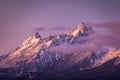 Colorful mountain peak of Grand Teton at sunrise Royalty Free Stock Photo