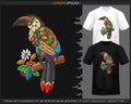 Colorful mountain toucan bird mandala arts isolated on black and white t shirt Royalty Free Stock Photo