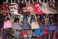 Colorful mountaineer handmade colorful bags on rack