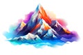 Colorful mountains color. Colorful landscape with colorful mountains and sun in minimalist style. Mountain peak, nature beauty
