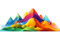 Colorful mountains color. Colorful landscape with colorful mountains and sun in minimalist style. Mountain peak, nature beauty