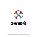 colorful movie logo design, colorful film roll logo icon template Royalty Free Stock Photo