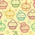 Colorful muffins seamless pattern background