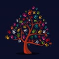 Colorful multi-ethnic hand print tree Royalty Free Stock Photo