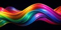 colorful multicolor multiple abstract fluid waves on a dark black background AI-Generated Content