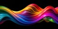 colorful multicolor multiple abstract fluid waves on a dark black background AI-Generated Content
