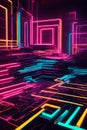 colorful multicolor spectrum abstract background of glowing lines. Generative AI Illustration.