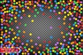 Colorful multicolored confetti. Vector Festive illustration of a falling shiny confetti, isolated on a transparent checkered backg Royalty Free Stock Photo