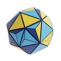 Abstract geometric sphere puzzle toy with blue yellow and teal facets Royalty Free Stock Photo