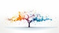 Colorful Multifaceted Geometry Tree On Plain White Background
