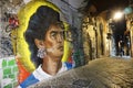 Colorful mural of Diego Maradona in Naples, Campania, Italy