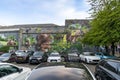 Colorful mural painting at parking lot in Glasgow