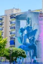 Tango dancer wall painting on multiple family dwelling in La Boca, Buenos Aires, Argentina Royalty Free Stock Photo