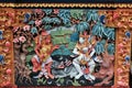 Colorful mural of Ramayana Hindu myth in Bali