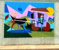 Colorful Mural of A Stage Coach and Driver On James Road in Memphis, Tennessee. Royalty Free Stock Photo