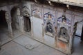 Colorful murals inside the courtyard of an old haveli, the traditional indian townhouse in Mandawa, India Royalty Free Stock Photo