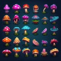 colorful mushroom magic ai generated