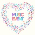 Colorful Music Event notes background. Vector Illustration Royalty Free Stock Photo