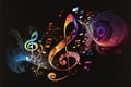 Colorful music notes background, abstract background Royalty Free Stock Photo