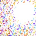 Colorful Music notes border frame. Vector Illustration background Royalty Free Stock Photo