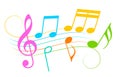 Colorful music notes and melody icon
