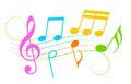 Colorful music notes and melody icon Royalty Free Stock Photo