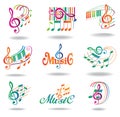 Colorful music notes. Set of music design elements Royalty Free Stock Photo